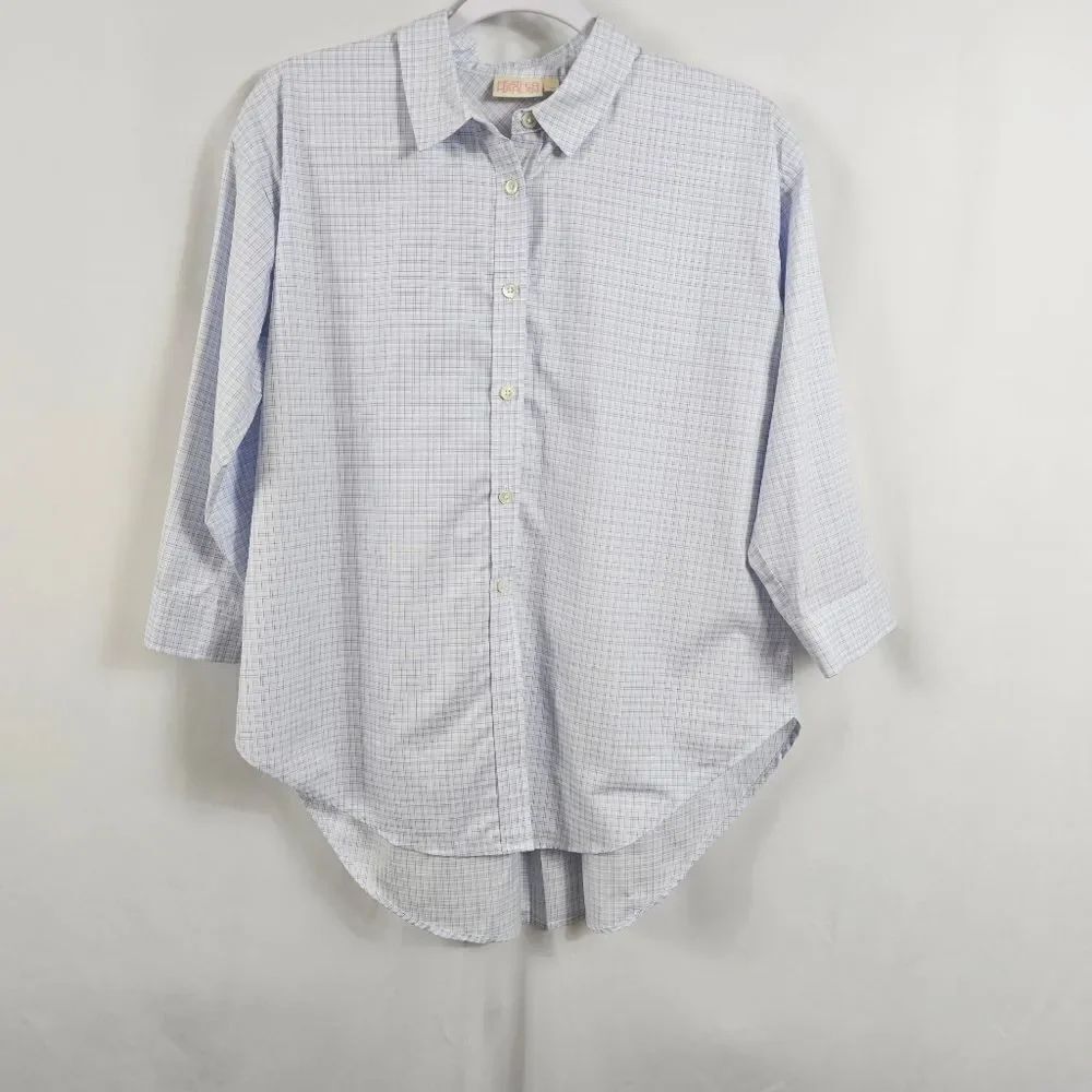 Heather Harlan Easy Shirt in Checkered Blue - Size XS